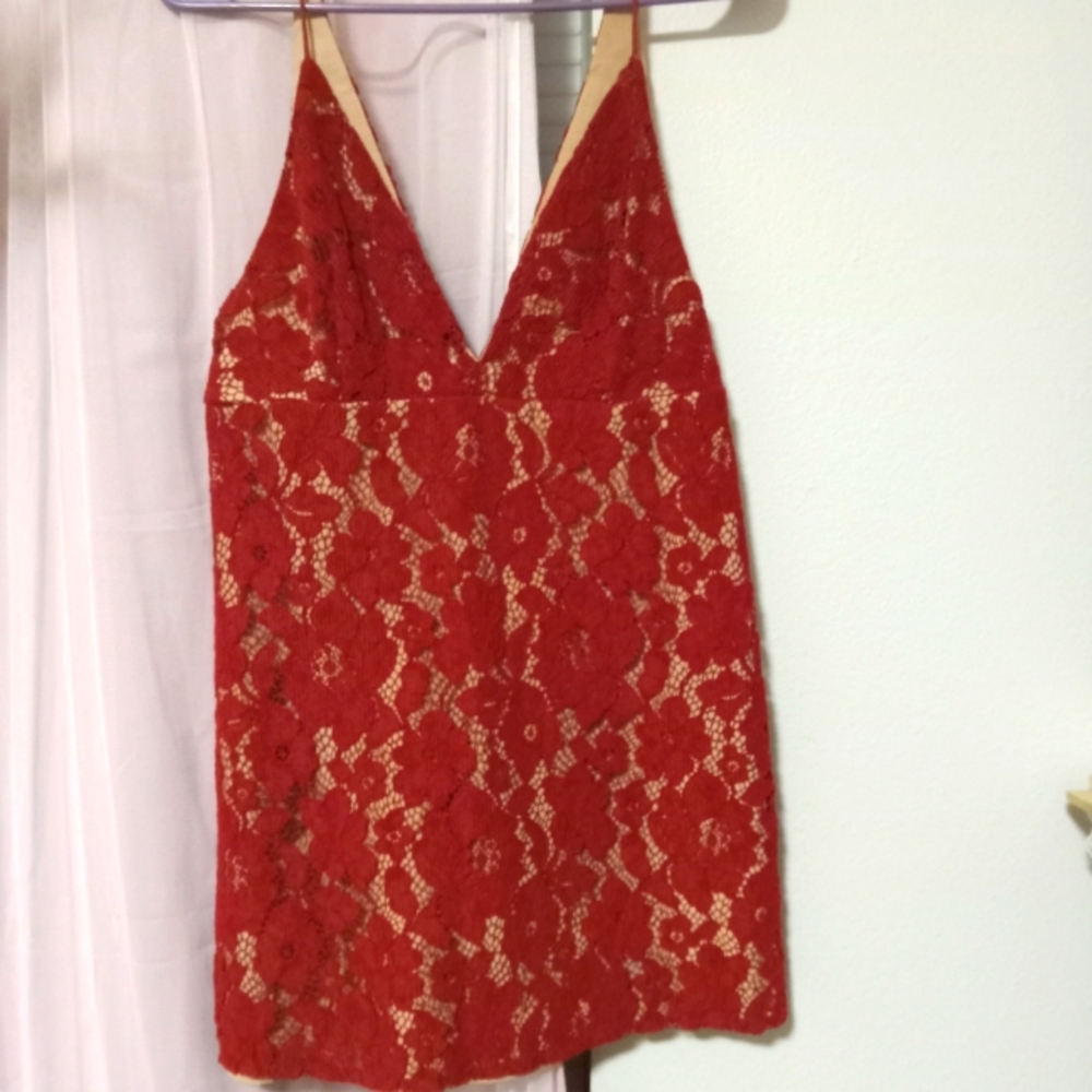Free people Red Lace Mini Dress